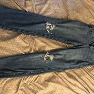 Hollister Women's Straight Leg Jeans - Dark Blue size 1Long